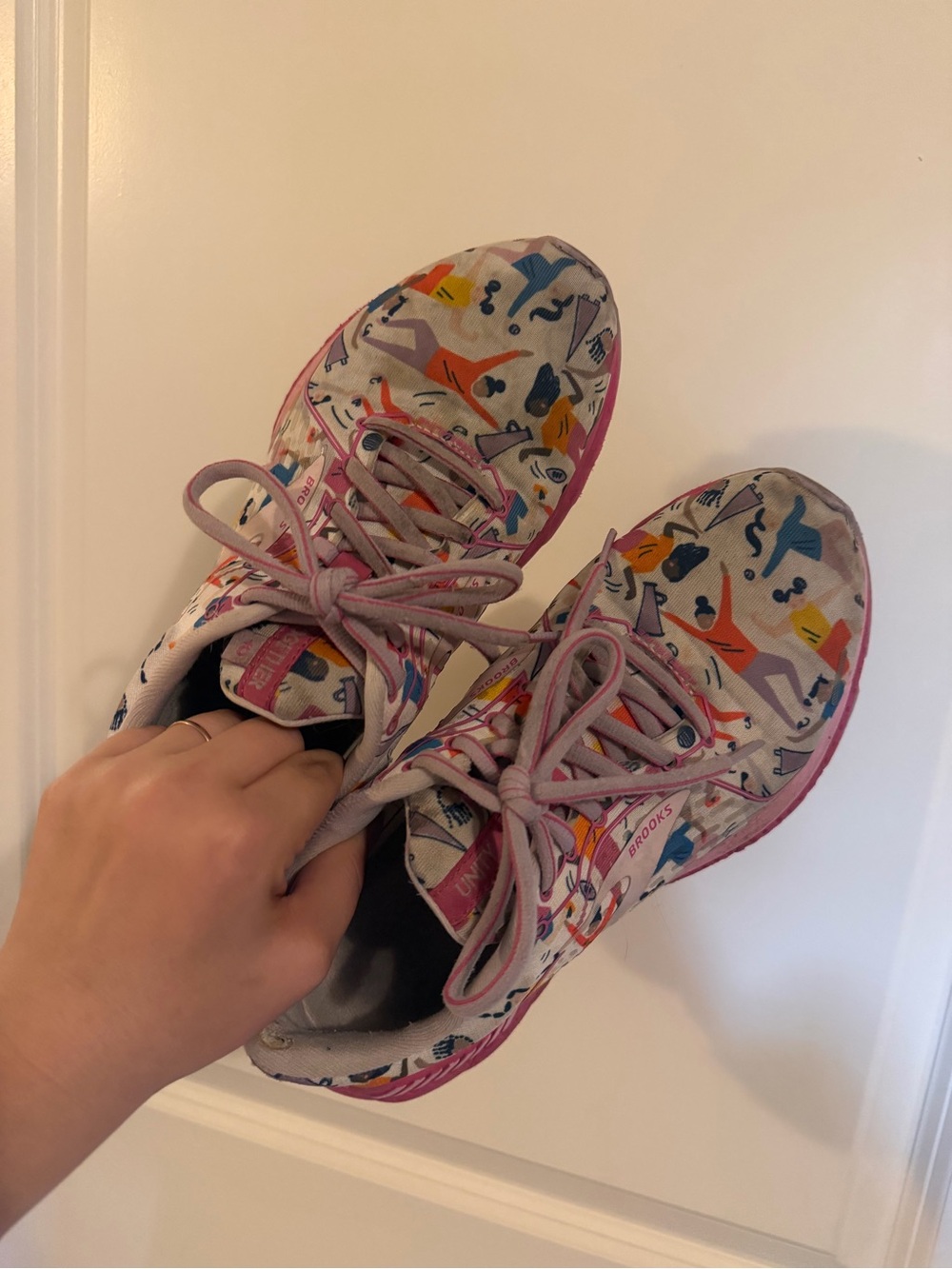 Brooks Adrenaline Pink and Multi-Color Patterned Sneakers